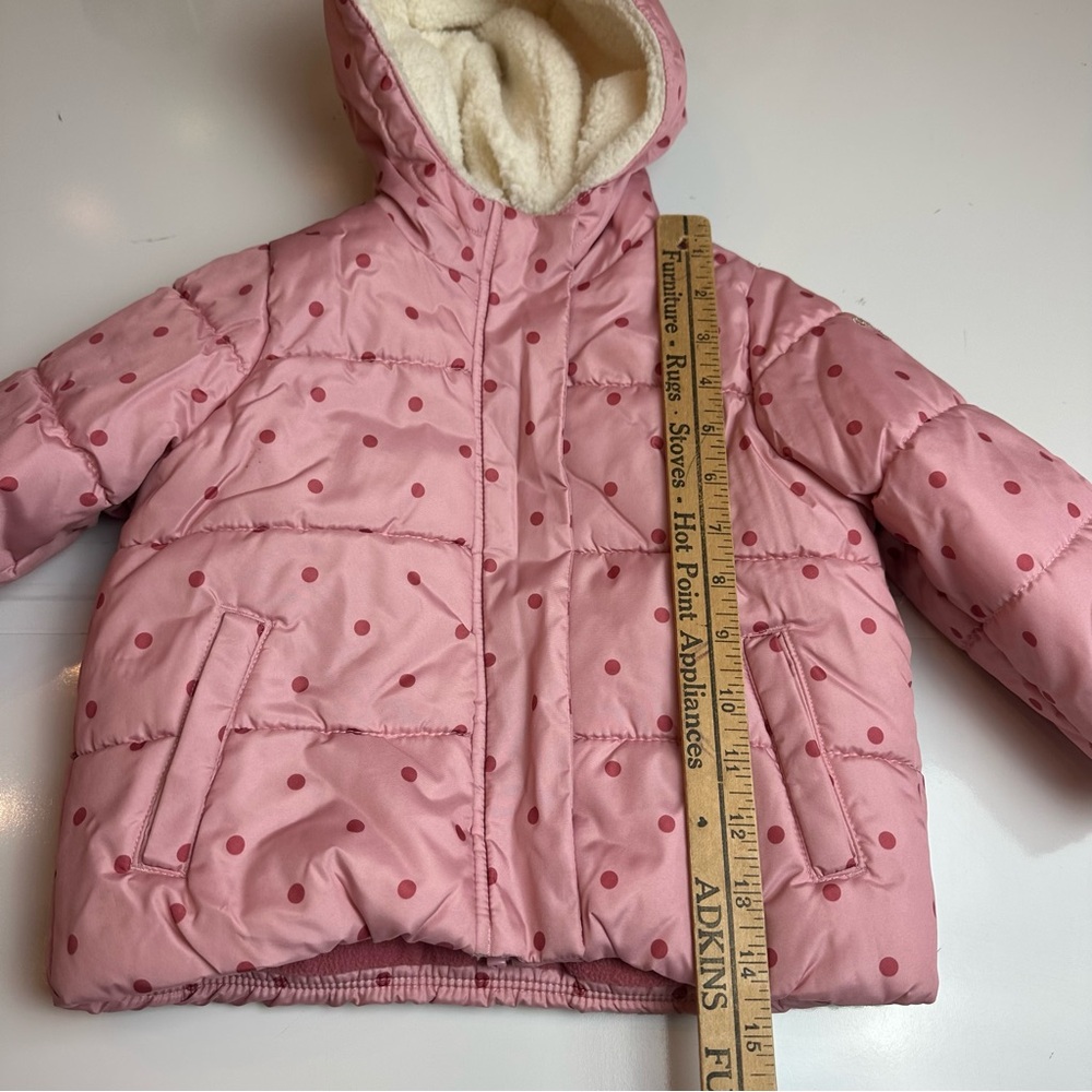 OshKosh B’gosh Pink Polka Dot Fleece Hooded Jacket | 18–24M - Picture 8 of 10